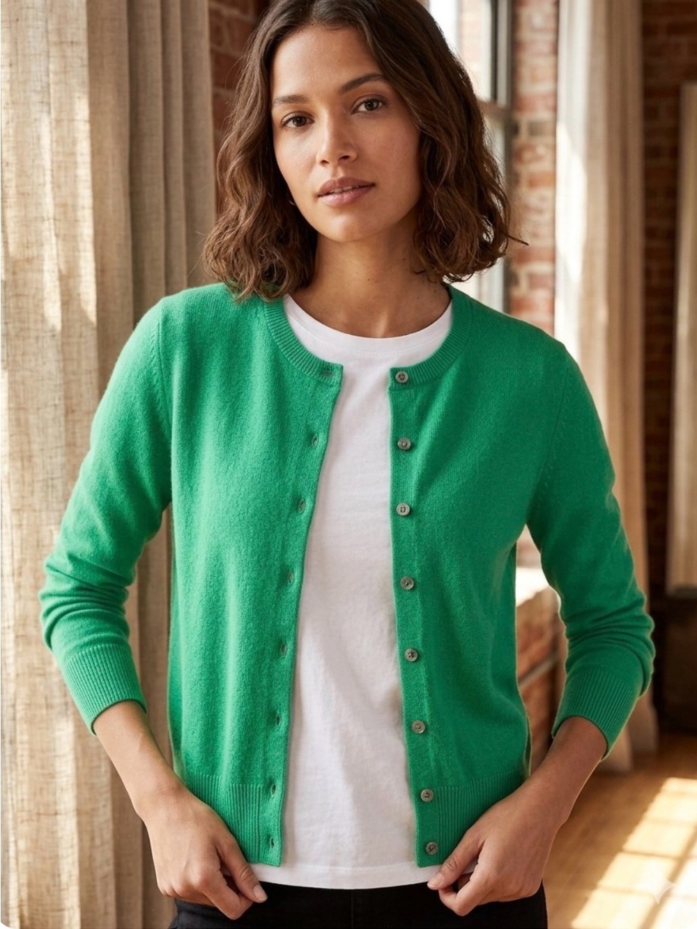 Banana Republic Green
100%Cashmere Button-Front Knit
Cardigan Sweater Women XL